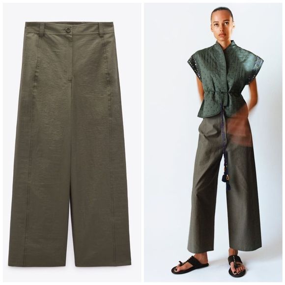 ZARA POPLIN CULOTTES - Picture 2 of 9